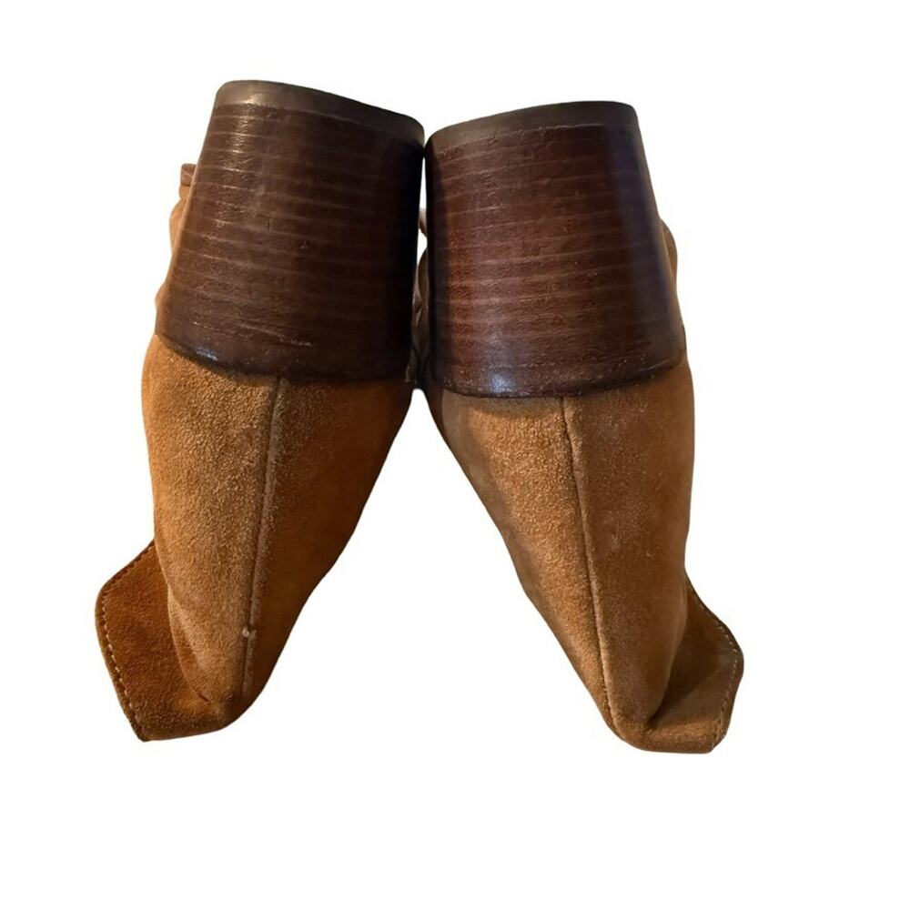 Sundance Suede Leather Open Toe Ankle Booties Chunky Heel Shoes Boots 40 9 / 9.5 - Picture 2 of 16
